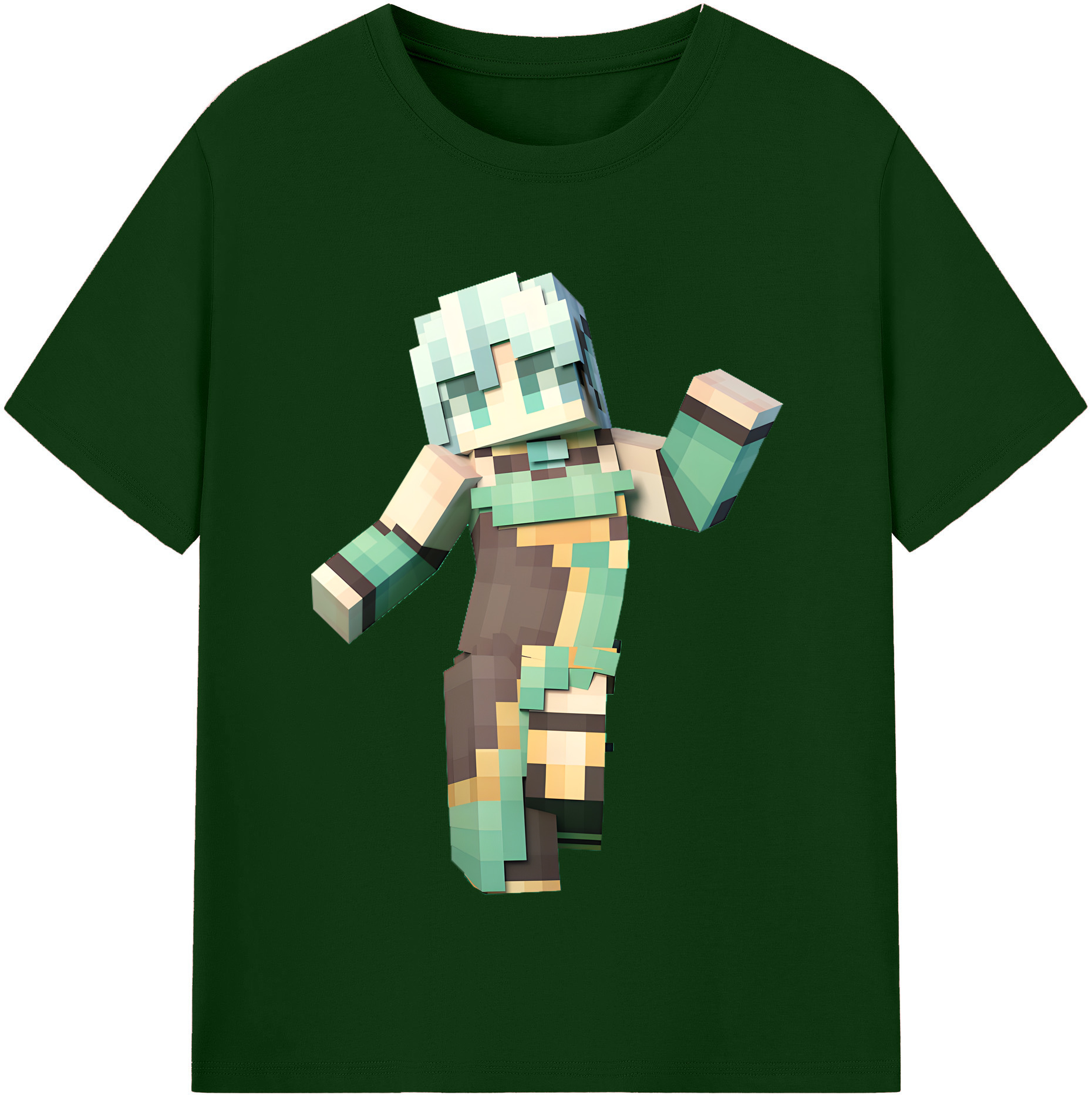 （画像用） マインクラフト ブロックの世界 Minecraft MC Block world 綿100％半袖Tシャツ（フロントプリント）